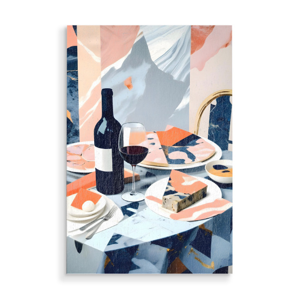 Holzbild "Italienisches Marmor Mittagessen" artboxONE - Essen & Trinken,Abstrakt,Essen & Trinken / Alkohol