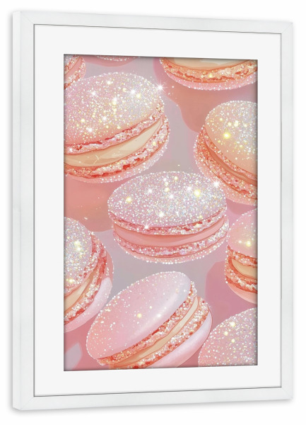 Poster mit Rahmen weiß "Glitzer Macarons" artboxONE - Für Kinder,Essen & Trinken,Fashion,Für Mama,Festivals