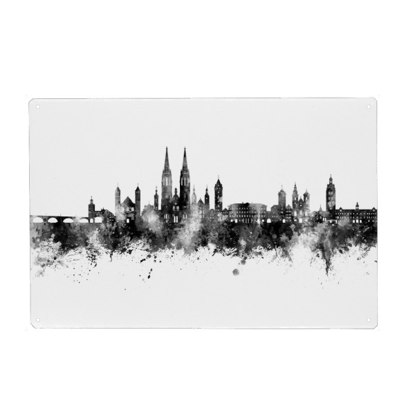 Holzbild "Regensburg Germany Skyline Black" artboxONE - Städte,Schwarzweiß