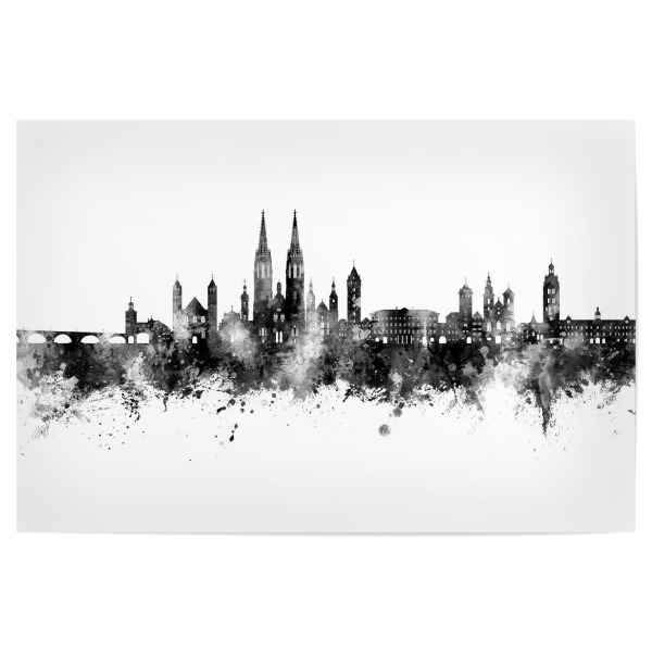 Poster "Regensburg Germany Skyline Black" artboxONE - Städte,Schwarzweiß