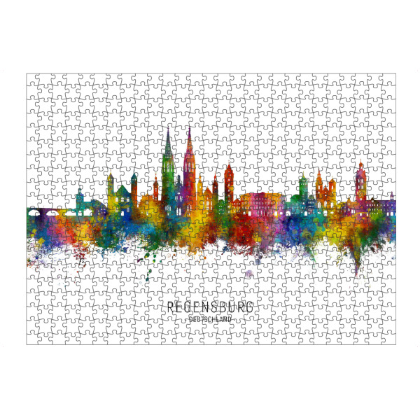 Puzzle Ravensburger "Regensburg Deutschland Skyline txt" artboxONE - Städte