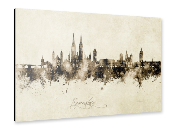 Alu-Dibond "Regensburg Germany Skyline Sepia" 75x50 cm artboxONE