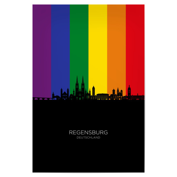 Poster 30x20 cm "Regensburg Germany Skyline Pride" artboxONE - Städte - Regensburg,Deutschland,Pride,Skyline,Stadtbild,Stattbild,Aquarell,Malerei