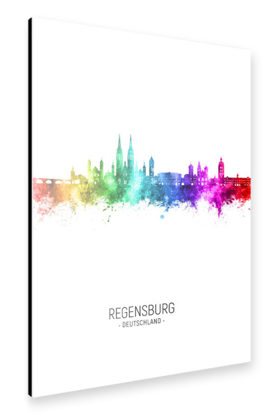 Alu-Dibond "Regensburg Skyline Rainbow" 75x50 cm artboxONE