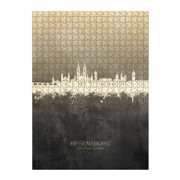 Puzzle Ravensburger "Regensburg Germany Skyline Taupe" artboxONE - Städte - Regensburg,Deutschland,Skyline,Stattbild,Aquarell,Malerei