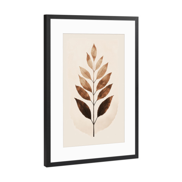 Poster mit Rahmen Schwarz (Metallic) "Pflanzenblätter am Zweig" artboxONE - Natur,Floral