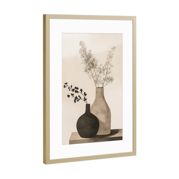 Poster mit Rahmen Gold "Erdige Pflanzen Harmonie" artboxONE - Natur,Floral