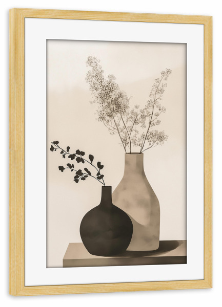 Poster mit Rahmen kiefer "Erdige Pflanzen Harmonie" artboxONE - Natur,Floral