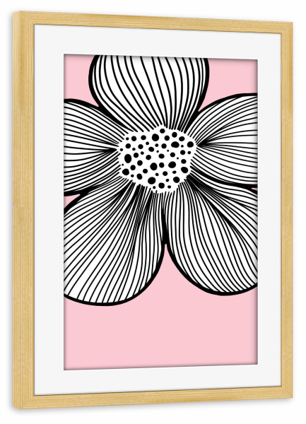Poster mit Rahmen kiefer "Vintage Blume Linienzeichnung Rosa" artboxONE - Natur,Floral,Abstrakt,Für Mama
