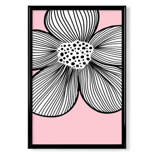 Vintage flower line drawing pink