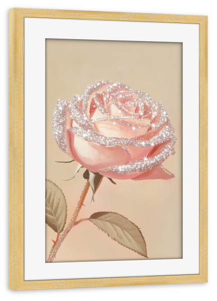 Poster mit Rahmen kiefer "Glitzerrose" artboxONE - Natur,Floral,Liebe