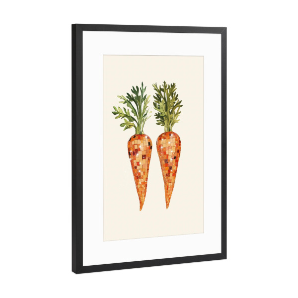 Poster mit Rahmen Schwarz (Metallic) "Disco -Karotte" artboxONE - Für Kinder,Essen & Trinken,Essen & Trinken / Obst & Gemüse,Lustig
