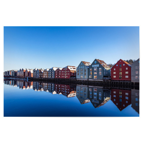 Poster "Bunte Häuser am Fluss Nidelva" artboxONE - Reise,Architektur,Reise / Länder