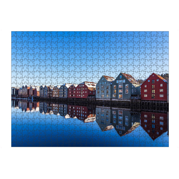 Puzzle Ravensburger "Bunte Häuser am Fluss Nidelva" artboxONE - Reise,Architektur,Reise / Länder
