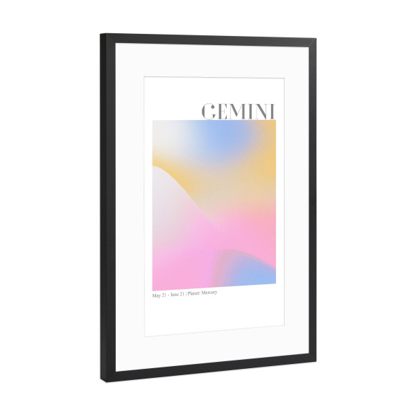 Poster mit Rahmen Schwarz (Metallic) "Gemini Abstract Aura" artboxONE - Abstrakt,Galaxy