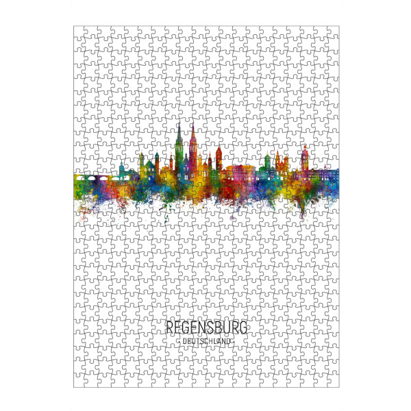 Puzzle Ravensburger "Regensburg Skyline -Porträt" artboxONE - Städte - Regensburg,Deutschland,Skyline,Stadtbild,Stattbild,Aquarell,Malerei