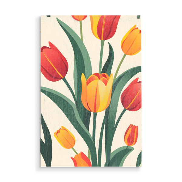 Holzbild "Fettdrucke Tulpe -Illustration" artboxONE - Floral
