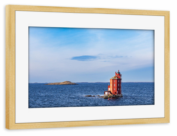 Poster mit Rahmen kiefer "Leuchtturm Kjeungskjær Fyr" artboxONE - Natur,Reise,Architektur,Reise / Strand und Meer