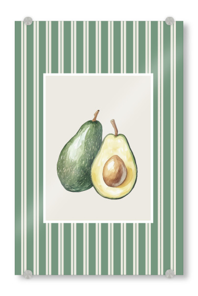 Acrylglasbild "Avocado im grünen Streifenrahmen" artboxONE - Natur,Essen & Trinken,Essen & Trinken / Obst & Gemüse