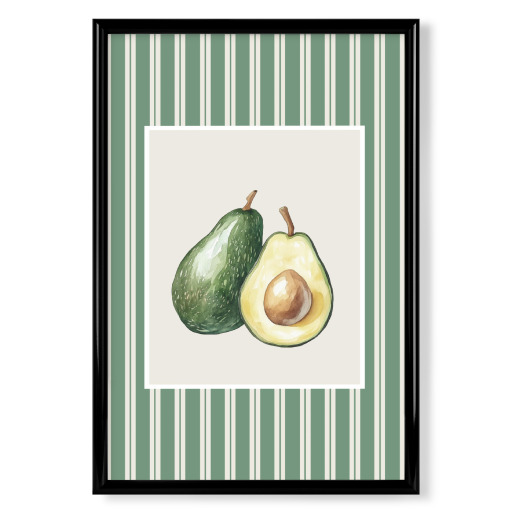 Avocado in green stripe frame