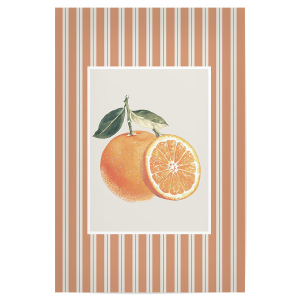Poster "Orange im Orangenstreifenrahmen" artboxONE - Natur,Für Kinder,Essen & Trinken,Essen & Trinken / Obst & Gemüse