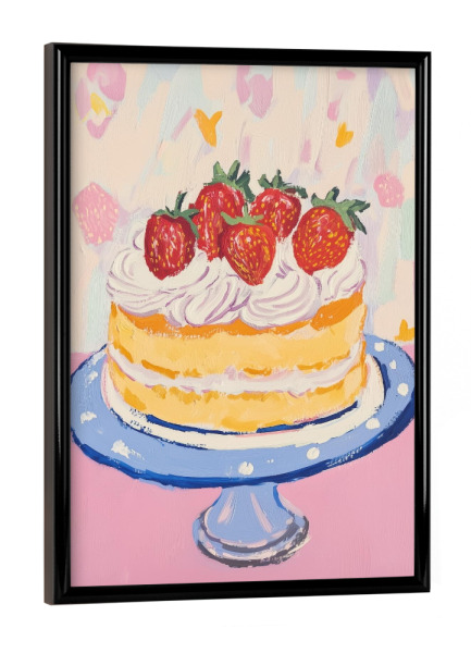 Poster mit schwarzem Rahmen "Pastel strawberry shortcake" artboxONE - Für Kinder,Essen & Trinken,Liebe,Für Mama,Festivals