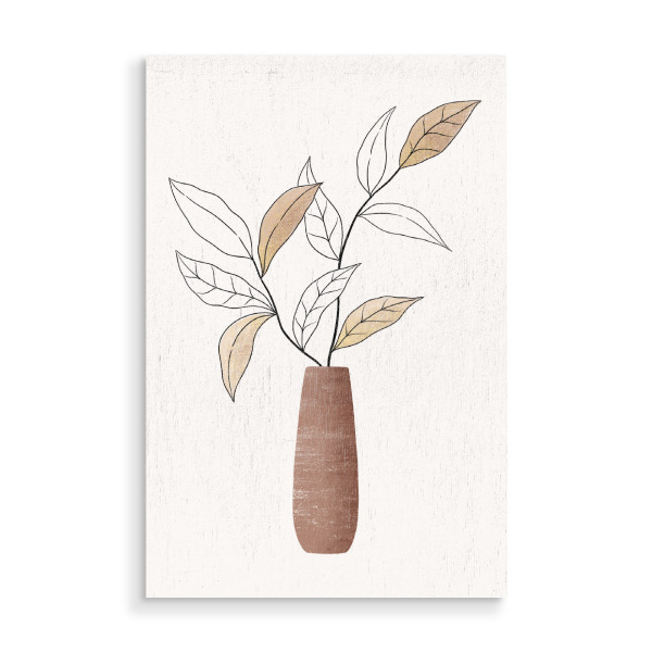 Holzbild "Blätterzweig in warmen Erdtönen" artboxONE - Floral