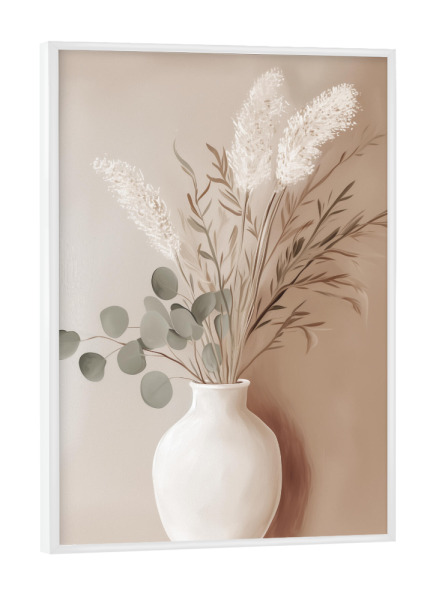 Poster mit weißem Rahmen "Eukalyptus Strauß mit Blumenvase" artboxONE - Natur,Floral