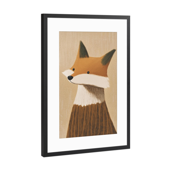 Poster mit Rahmen Schwarz (Metallic) "Nico niedlicher Fuchs" artboxONE - Natur,Für Kinder,Tiere