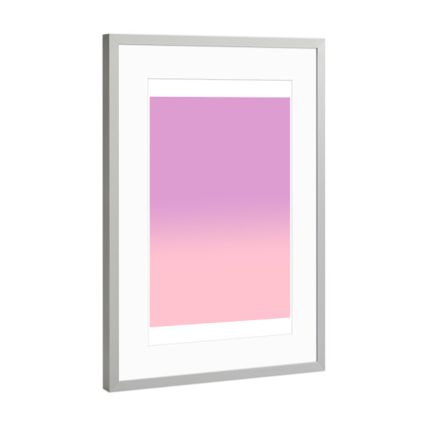 Poster mit Rahmen Silber "Fade Gradient Lila Rosa" artboxONE - Abstrakt,Geometrie,Fashion
