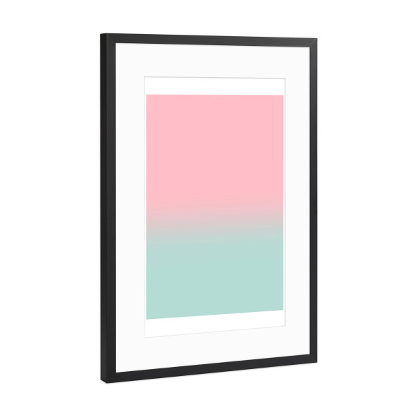 Poster mit Rahmen Schwarz (Metallic) "Fade Gradient Rosa Türkis" artboxONE - Abstrakt,Geometrie,Fashion