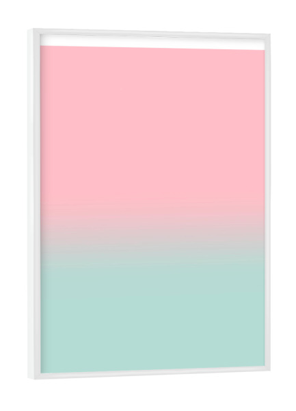 Poster mit weißem Rahmen "Fade Gradient Rosa Türkis" artboxONE - Abstrakt,Geometrie,Fashion