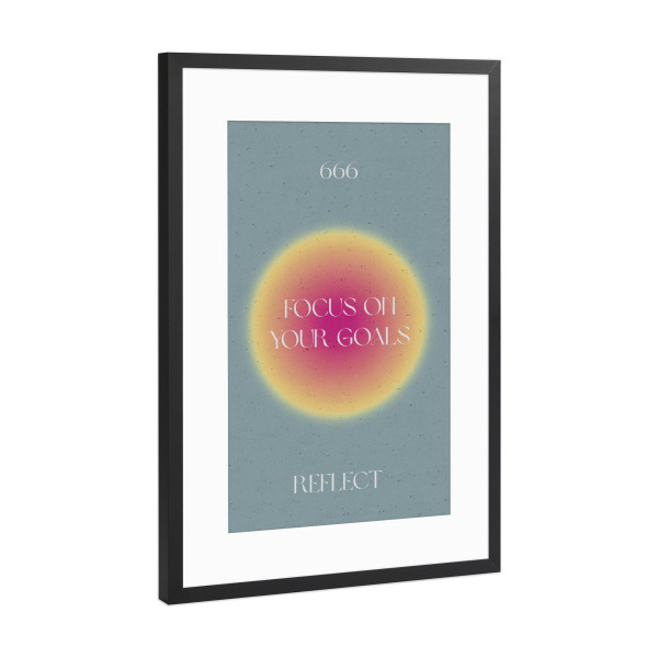 Poster mit Rahmen Schwarz (Metallic) "Angel Number 666 Reflect" artboxONE - Abstrakt