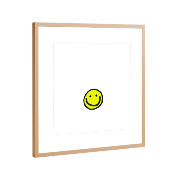 Poster mit Rahmen Kupfer "Smiley white" artboxONE - Lustig - Smiley,Gelb,White,Yellow,Trend,Handy