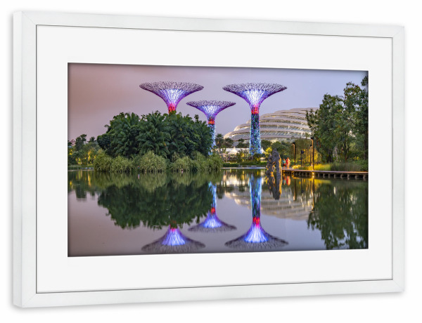 Poster mit Rahmen weiß "Singapur Super Trees" artboxONE - Reise / Asien,Städte / Singapur