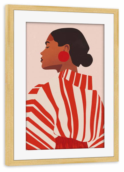 Poster mit Rahmen kiefer "Frauenpower mit Streifen-Dress" artboxONE - Menschen,Reise / Afrika,Fashion