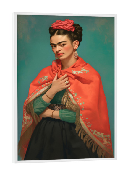 Poster mit weißem Rahmen "Frida Kunst und Tradition" artboxONE - Floral,Menschen,Fashion