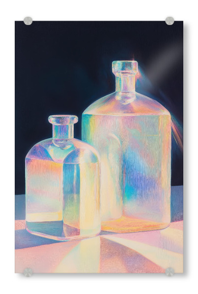 Acrylglasbild "Schillernde Regenbogenflaschen" artboxONE - Essen & Trinken,Abstrakt,Geometrie,Essen & Trinken / Alkohol