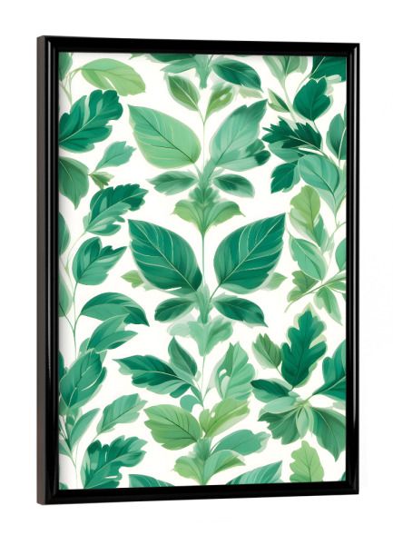 Poster mit schwarzem Rahmen "Üppiges grünes Laubmuster" artboxONE - Natur