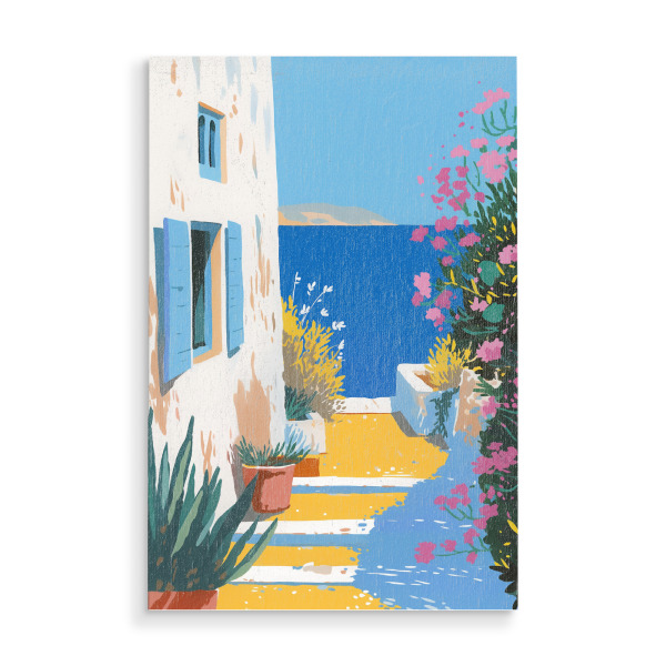 Holzbild "Mediterrane Treppenlandschaft" artboxONE - Natur,Architektur,Reise / Strand und Meer