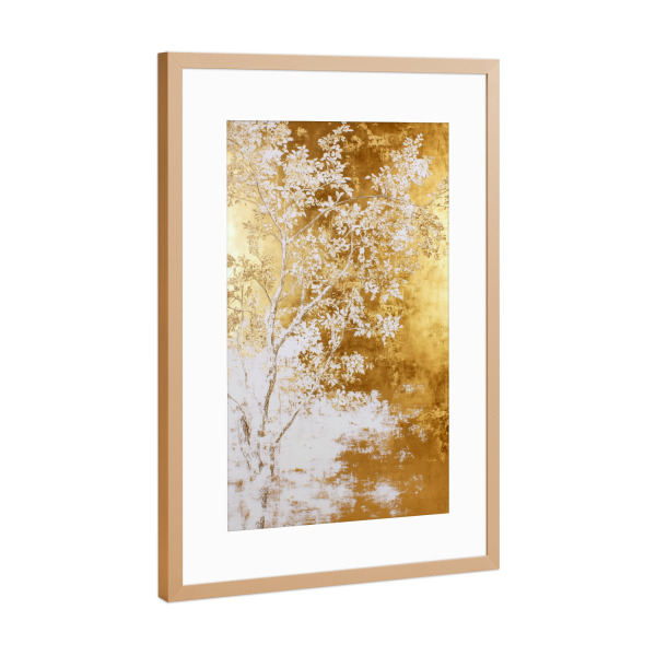 Poster mit Rahmen Kupfer "Weißer und goldener Baum a" artboxONE - Natur - Baum,Natur,Gold,Wald,Blätter