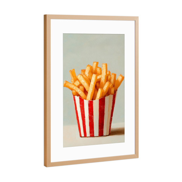 Poster mit Rahmen Kupfer "Pommes Frites Streifen Nostalgie" artboxONE - Natur,Essen & Trinken