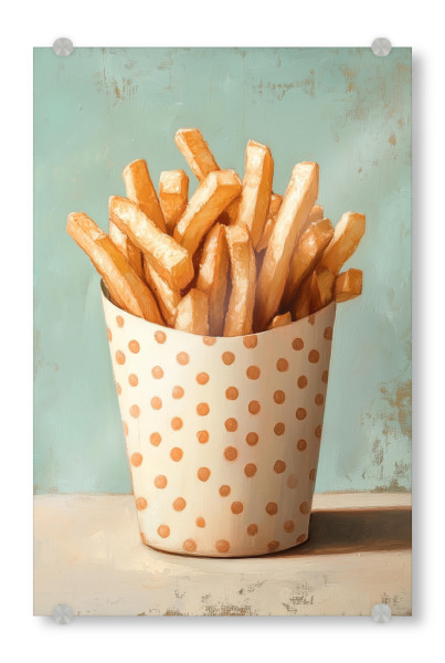 Acrylglasbild "Punktebox mit Pommes Frites" artboxONE - Natur,Essen & Trinken