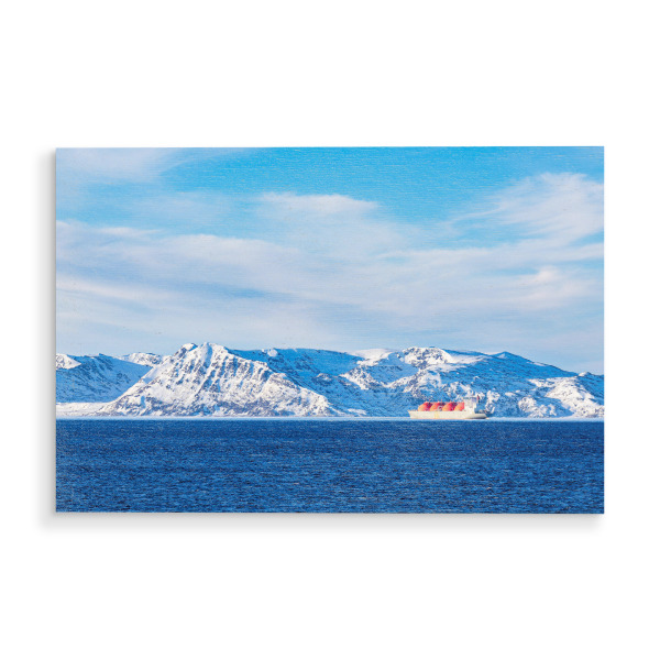 Holzbild "Berge, Felsen und LNG-Tanker" artboxONE - Natur,Reise,Reise / Strand und Meer,Reise / Länder