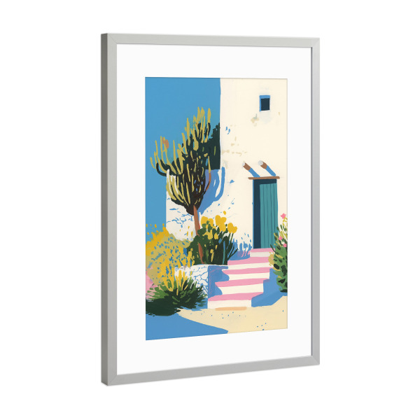 Poster mit Rahmen Silber "Mediterraner Sommer Domizil" artboxONE - Natur,Architektur,Reise / Strand und Meer