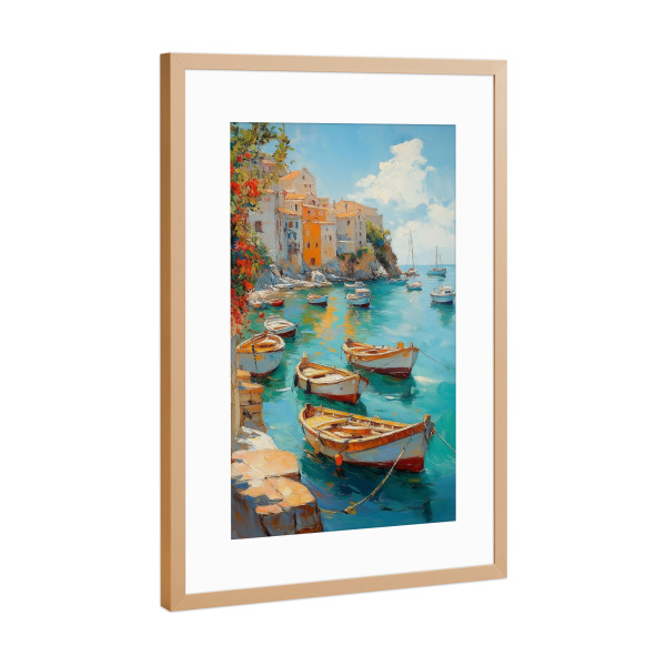 Poster mit Rahmen Kupfer "Mediterrane Küstenromantik" artboxONE - Natur,Abstrakt,Reise / Strand und Meer