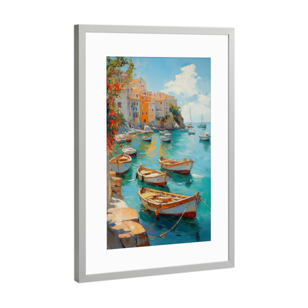 Poster mit Rahmen Silber "Mediterrane Küstenromantik" artboxONE - Natur,Abstrakt,Reise / Strand und Meer