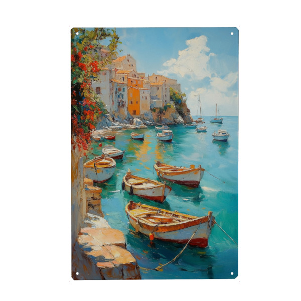 Metall Poster "Mediterrane Küstenromantik" artboxONE - Natur,Abstrakt,Reise / Strand und Meer