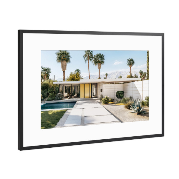 Poster mit Rahmen Schwarz (Metallic) "Palm Springs Vintage Bungalow" artboxONE - Natur,Architektur,Reise / Länder