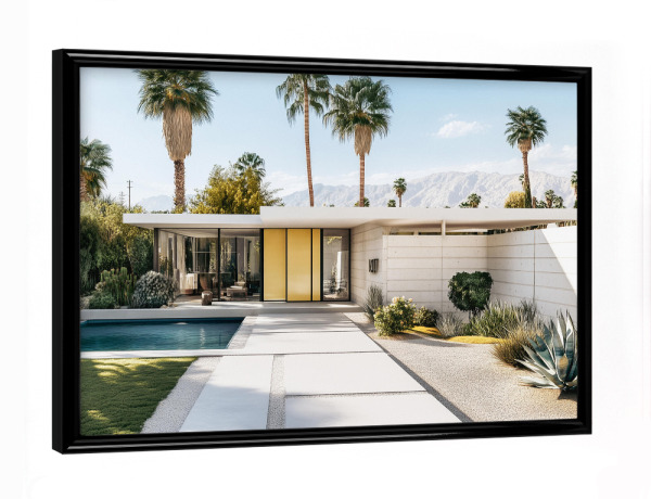Poster mit schwarzem Rahmen "Palm Springs Vintage Bungalow" artboxONE - Natur,Architektur,Reise / Länder